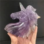 Handicraft Amethyst Stone Carved Unicorn Sculpture