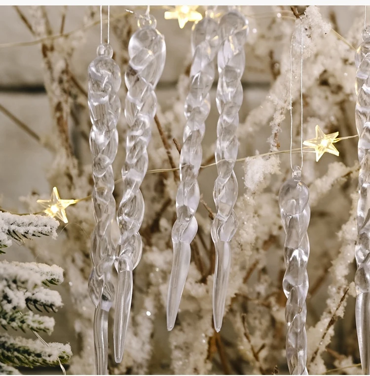 HB-259 12PCS Christmas Ornament DIY Hanging Icicles for Xmas Tree Hanging Pendant Wedding Party Decoration