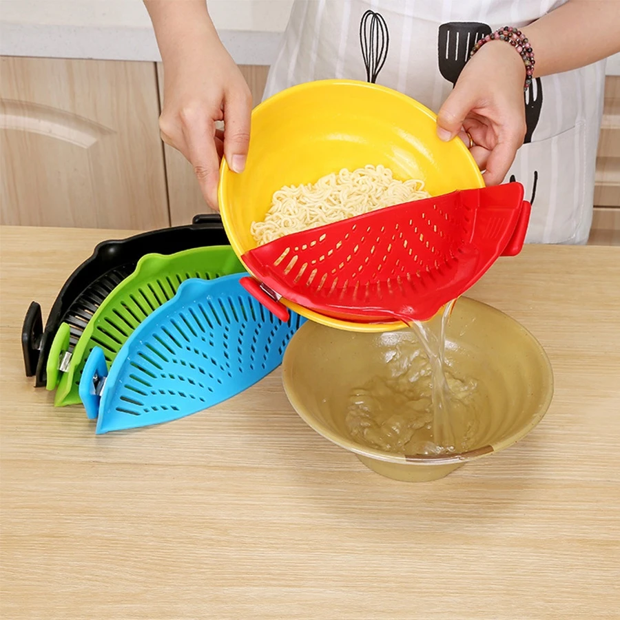 Heat Resistant Fits all Pots and Bowls Kitchen food Strainers, Clip On Silicone Colander