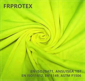 Hi Vis Flame Resistant Interlock Modacrylic Cotton blended Knit Fabric for FR Workwear safety clothing