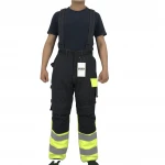 Hi-vis reflective cargo bib pants overalls suspenders work wear with  flame proof coating