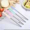 High Quality  1 Pairs/Set Travel Chopsticks 304 Stainless Steel Chop Sticks Gift Set Hashi Sushi Wheat Straw Handle Reusable Cho