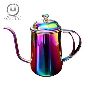 High quality European style eco-friendly multicolor stainless steel hand pour over coffee tea kettle pot