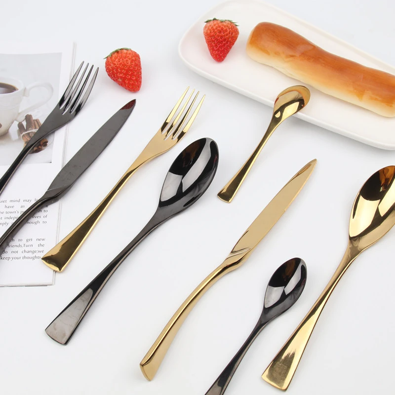 High quality flatware set gold 304 stainless steel  cutlery set  with gift box