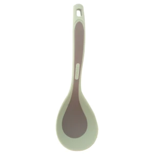 High Quality Green Cooking Utensils Kitchenware Food Grade Silicone Baking Mixing Spoon with Long Handle