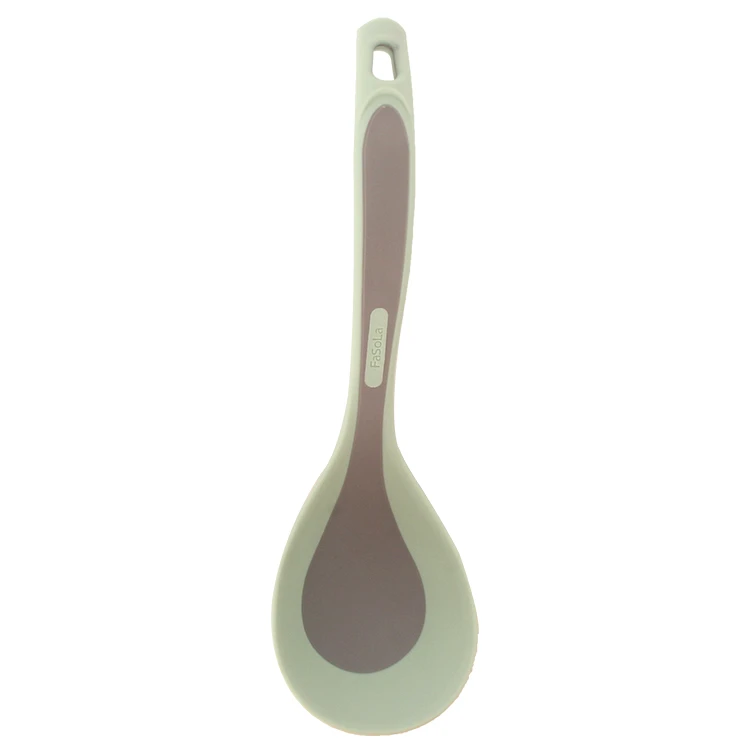 High Quality Green Cooking Utensils Kitchenware Food Grade Silicone Baking Mixing Spoon with Long Handle
