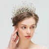 High Quality Handmade Crystal Metal Pearl Headpiece Bridal Wedding Princess High Crown Tiaras For Girls