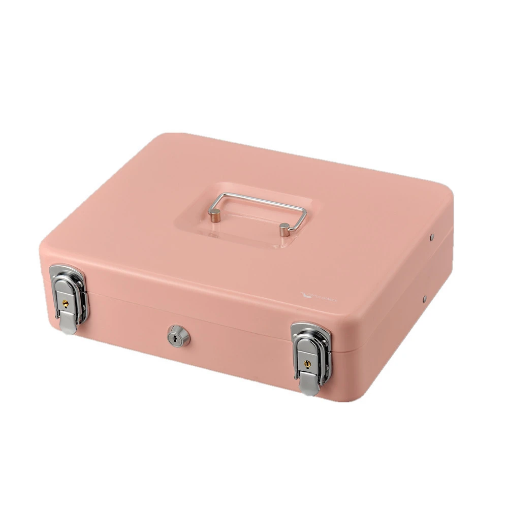 High quality money safe box key lock metal cash box with cover and Key Lock