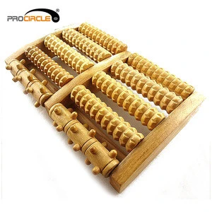 High Quality Personal Body Relaxing Wooden Wheels Foot Massager