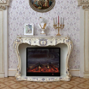 high quality royal carved solid wood in wall electric fireplaces with mantel furniture indoor 3d electric fireplace