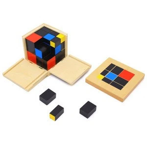 High quality safty Beech wood Montessori mathematics toy Trinomial cube