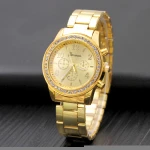 High Quality Three-eye diamond alloy ladies watch, fork ear steel belt casual jewelry watch women wholesale