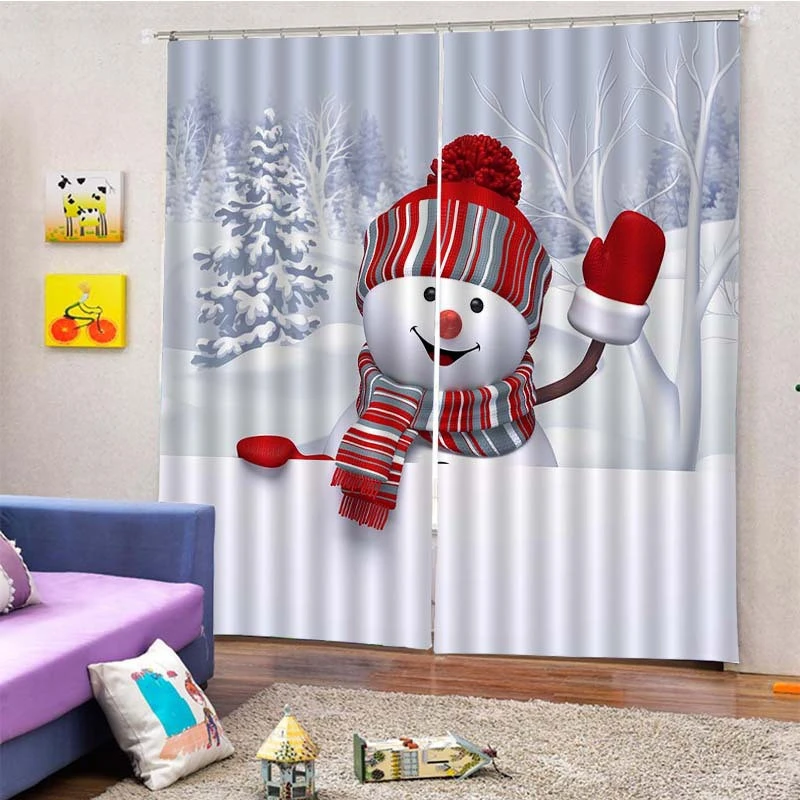 High Shading Living Room Kids Room Beautiful Blackout 3D Printed Christmas Window Curtain