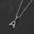 Import Hip hop trumpet 26 english alphabet necklace copper micro pink diamond zircon letter necklace pendant from China