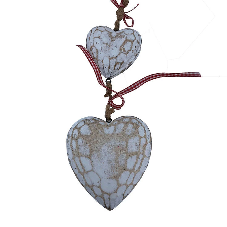 Home Decoration Carved Wooden Hanging Two Heart