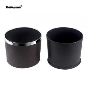 Honeyson hot 10L double layer leather waste bin for hotel room