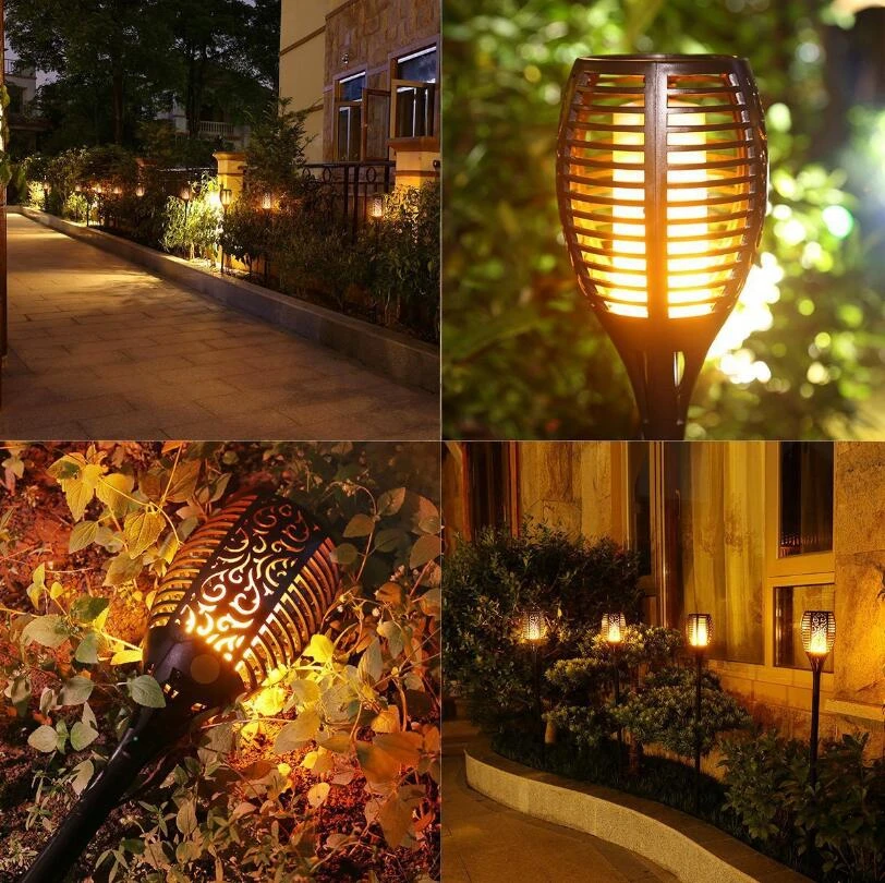 Hot 51led 96led Solar Flame Torch light Flickering Waterproof Garden Decor Landscape Lawn Lamp Path lighting Torch Outdoor Light