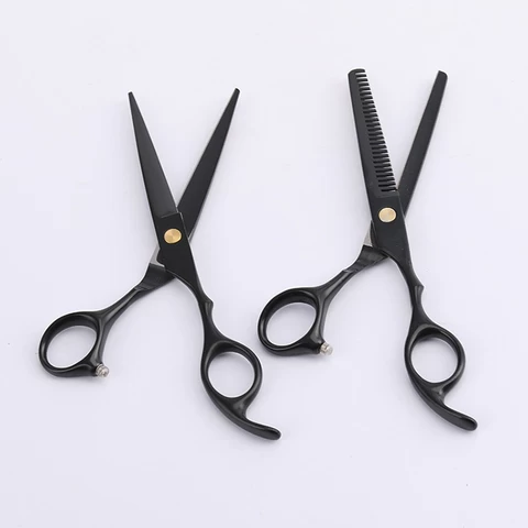 Hot 6CR steel stainless steel hair scissor sharped flat tooth hair scissor set 6 inches professional hair cutting scissor