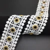 Hot Gold 3d Eyelet Rhinestone Cotton Lace Trimming