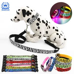 Hot LED Pet Dog Collar With Zebra Leopard etc Printed Patterns For Safety Walking Dog etc Pets