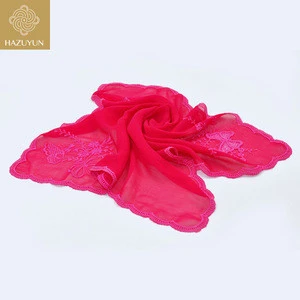 Hot Sale Custom Lace Edge Ladies Chiffon Fabric Embroidery Handkerchiefs With Good Quality