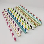 hot sale eco striped blue and white kraft straws individual wrapped biodegradable paper drinking straw in bar accessories