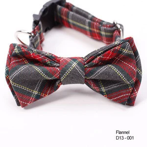 Hot Sale Grey Paid Christmas Pet Accessories Dog Neck Collar Bow Ties