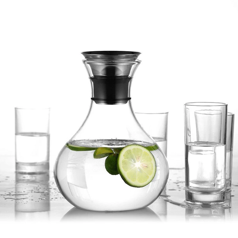 hot sale heat resistant glass pitcher glass jug juice bottle glass drink bottle with 304 filter