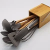 Hot sell 8 Pieces Set Cooking Tools Silicone Natural Wooden Kitchen Utensils