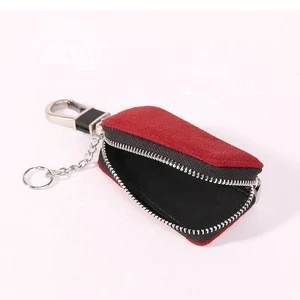 Hot sell leather key case custom logo design low moq holder wallet custom