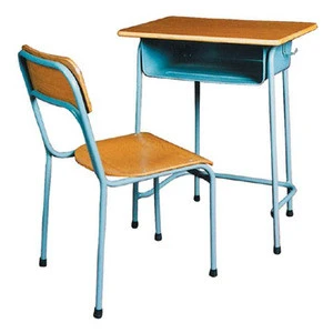 Hot Wooden school furniture study single classroom desk and chair by size 60*45*80cm