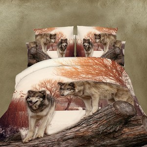 Indian Cute Puppy Animal Design 4 Pieces 3D Printed Polyester Feather Bedspread Linen Quilt Set , Duvet Cover