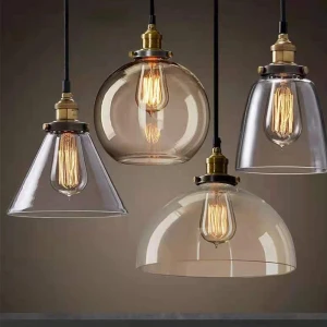Industrial Style Family Hanging Glass Lanterns Lamps Glass Shade High Quality Hanging Lamps Fixture for Lobby of Hotel