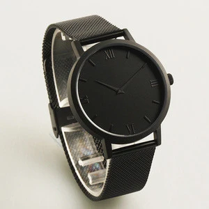 interchangeable mesh band simple design sapphire glass and brushed case wristwatch men
