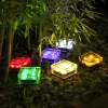 IP65 Waterproof 4 LED Frosted Glass Solar Ice Cube Brick Light Lamp for Chritmas Outdoor Brick Decor in Garden Patio Yard Lawn