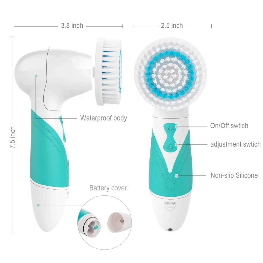 IPX7 Waterproof Electric Facial Cleansing Brush Battery Operated Deeply Cleaning And Skin Care Products Spin Scrubber