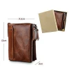 KID custom refid blocking men genuine leather wallet with zipper pocket