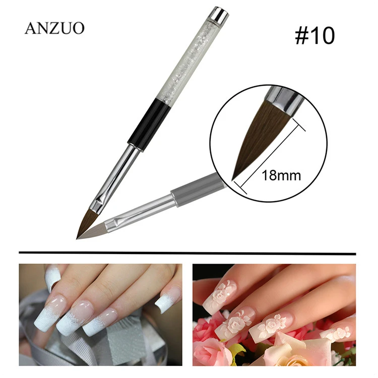 Kolinsky Acrylic Nail Brush 1pc #10 Nail Art Brush For Extension Builder Gel Brushes Accessories