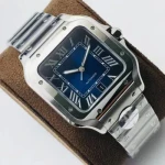 Latest Noob Watch Clean Factory Santoss Smart Link Quickly Change Bracelet About 8.5mm Thickness Blue Dial with Extra Leather Strap with Date