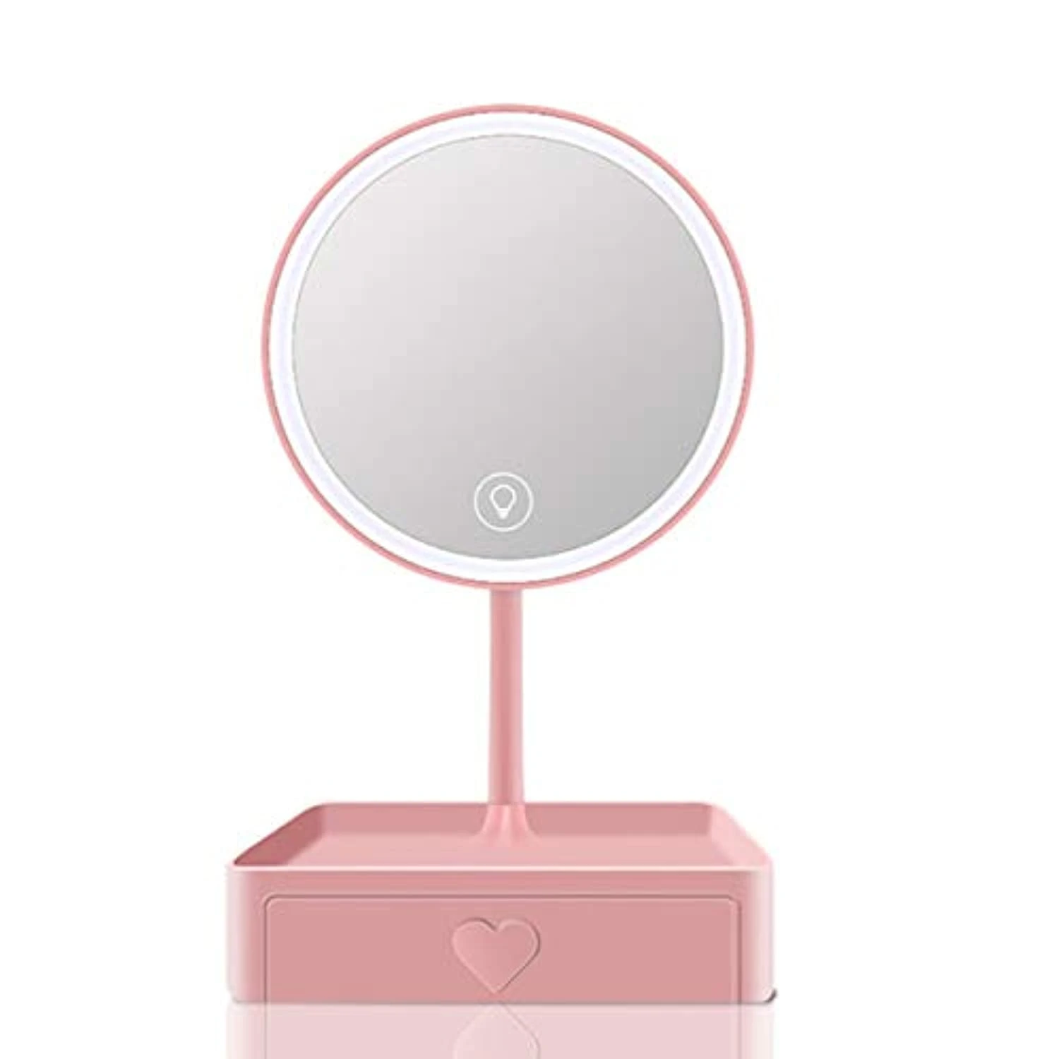 LED Makeup Mirror with Touch Screen Adjustable Lighted Vanity Swivel Mirror Round Sensor Magnifying Double Sided Mirror