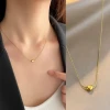 Light luxury exquisite heart gold necklace stainless steel metal temperament collarbone chain jewelry wholesale