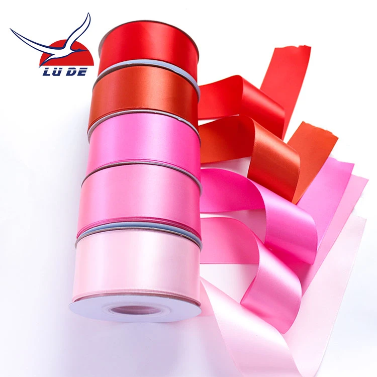LUDE factory 1.5 inch chiffon silk 100% polyester solid color single double faced gift satin ribbon 100yards/roll pack