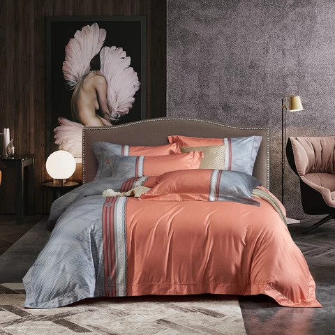 Luxury egyptain cotton bedding sets customized digital print bed sheet set
