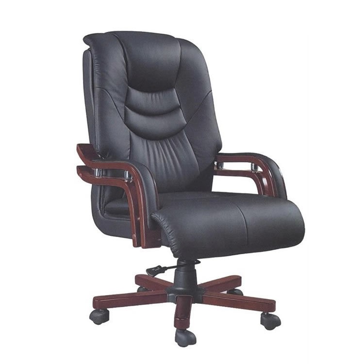 Luxury High Back Executive Manager Office Faux Desk Wooden Office Swivel Reclining Genuine Leather CEO Chairs