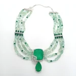 Luxury Jewelry Fashion Crystal Green Necklace Earrings Sets Women  jewelry making Green color stone Necklace With Earrings