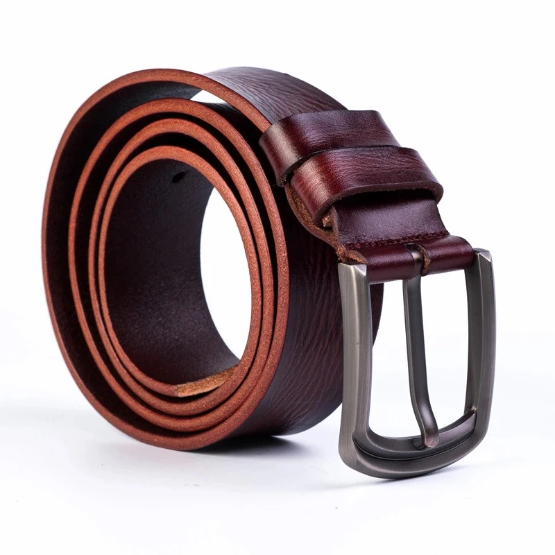 Luxury men&#x27;s slide buckle belt genuine cow leather belt for men leather belts men