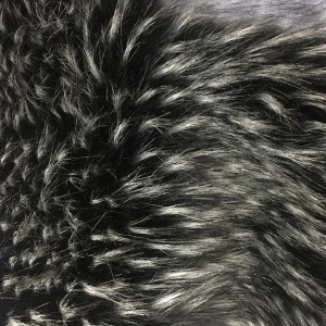Luxury Raccoon Fur Black  With White Tip High Density Faux Fur Fabric