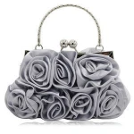 Luxury wristlet red floral rose ladies bridal dress evening clutch bag