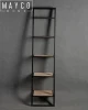 Mayco Industrial Decorative 5-Shelf Leaning Ladder Bookcase,Wood and Metal Book Shelf with Ladder