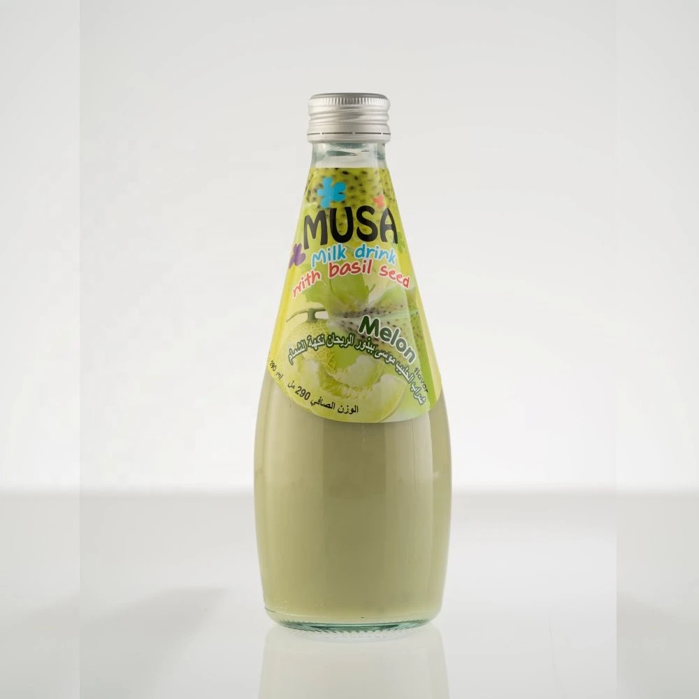 Melon Milk Drink with Basil Seed MUSA brand glass bottle 290ml